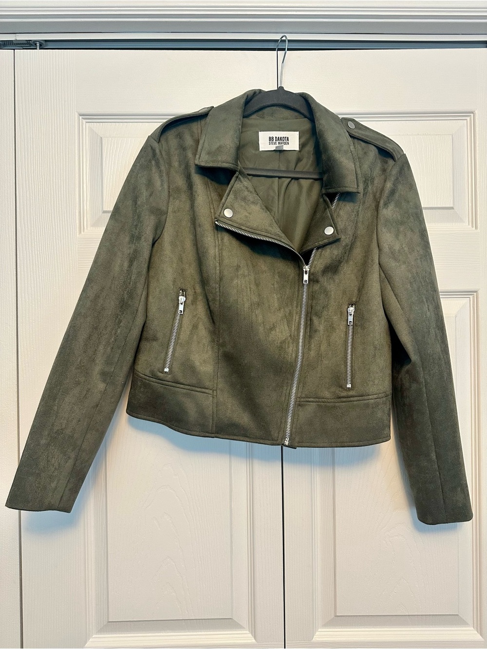 BB Dakota Olive Suede Moto Jacket